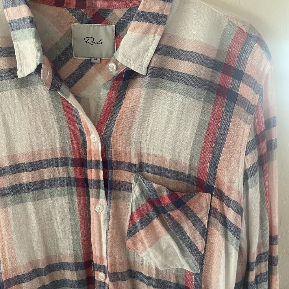 Womens Rails Flannel Button Down Top Size M. Rayo… - image 3